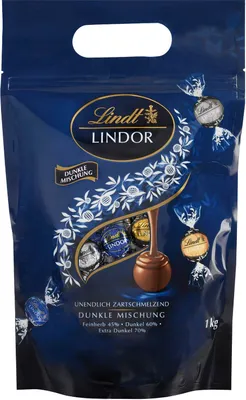 Produktbild von Open Food Lindor dunkle Mischung - Lindt - 1000 g, 1 kg, Magermilchpulver, zucker, vollmilchpulver, pflanzliches fett (kokosnuss, aromen, milchzucker,..., 630 kcal, 32 g, 51 g, 38 g