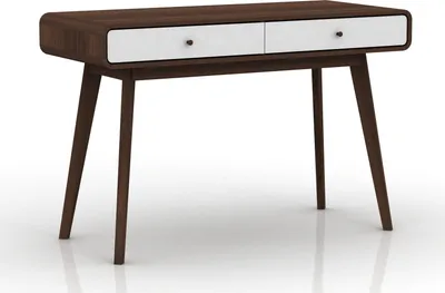 Produktbild von Schreibtisch >Janne< 2 Schubladen, in Walnuss braun und weiss - 120x79x50cm (BxHxT)