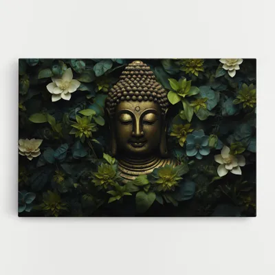 Produktbild von ARTHUB® Leinwandbild 80x120 cm, Lotus Flower Buddha | Wohnzimmerdekoration, Hängende Bilder, Wanddekoration, Heimdekoration, Moderne, Buddha