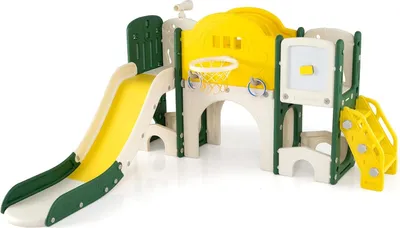 Obrázok produktu pre 10-v-1 sada šmykľaviek pre batoľatá s basketbalovou loptou a tunelom