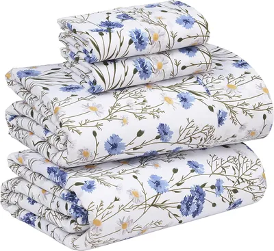 Productafbeelding van 100% katoenen lakensets voor een California King bed, 4 delig, zachte en ademende perkalewavezijde, diepe zakken van 14 inch, hotelkwaliteit, fris en koel gevoel en duurzaam