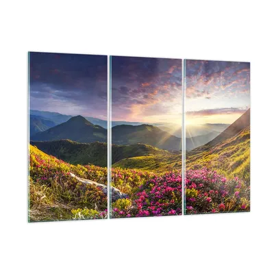 Produktbild von Bilder auf glas - Gebirge Wiese Landschaft Wald - 165x110cm - Glasbilder - Wandbilder - Kunstdruck - zum Aufhängen bereit - Wanddekoration aus Glas - Glas Bilder - Wandbild auf Glas - GCE165x110-3152