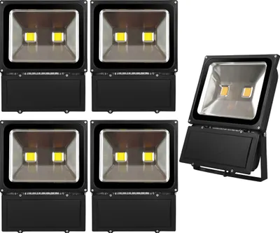 Produktbild von Greenmigo 5X 100W LED Lampe Fluter Scheinwerfer IP65 Kaltweiss Schwarz Aluminium Flutlicht Wasserdicht Strahler