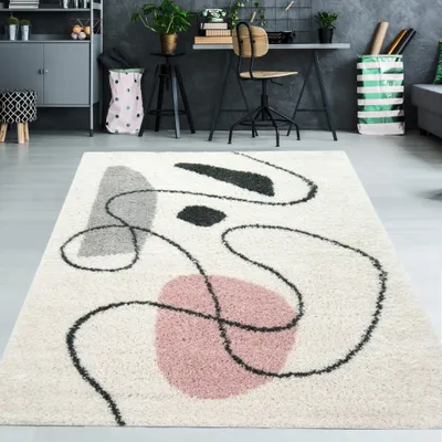 Produktbild von Hochflor Teppich mit Abstrakten Mustern Größe - 140 x 200 cm