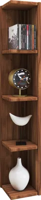Immagine prodotto di Ripiano in legno in piedi | Scaffale salvaspazio | Dimensioni: H. 97 x W. 15 x D. 17 cm | Ripiano elegante in piedi | Ripiano di stoccaggio | Libreria - Honsa