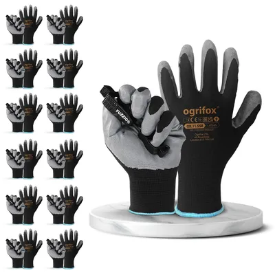 Produktbild von Arbeitshandschuhe, Latexbeschichtung, 12 Paar, Größe 9, für Montage und Gartenarbeit