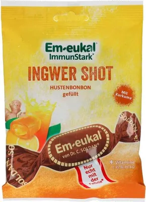 Produktbild von Em-eukal Ingwer Shot Hustenbonbons gefüllt, 75 g Bonbons