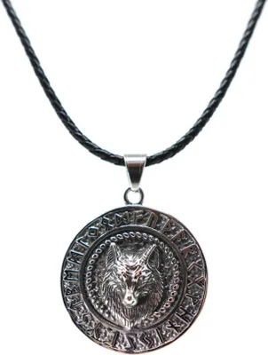 Produktbild von Lederkette Edelstahl 316 WIKINGER WOLF 60 cm Lederkette