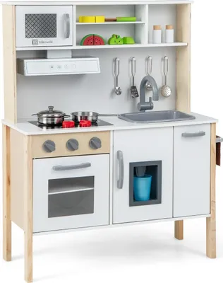 Immagine prodotto di Set da cucina giocattolo in legno con microonde, 18 accessori