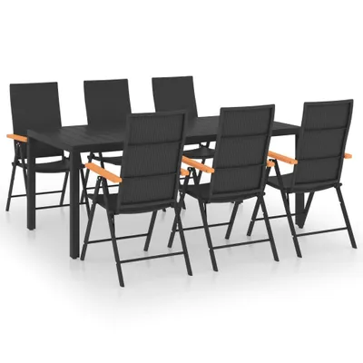 Produktbild von vidaXL 7-tlg. Garten-Essgruppe Schwarz und Braun
