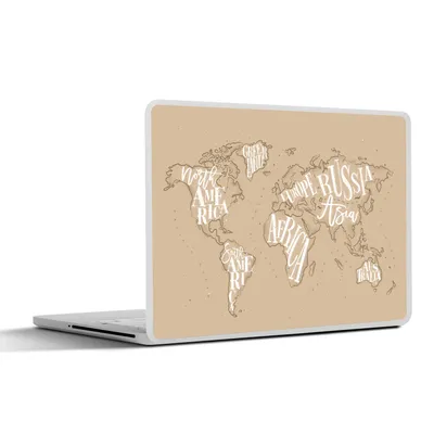 Produktbild von MuchoWow® Laptop Aufkleber Sticker Cover Weltkarte - Buchstaben - Weiß 32.5x23.5 cm - Sticker für Laptop - Selbstklebend
