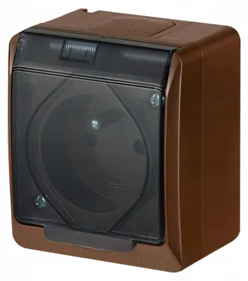 Immagine prodotto di Presa singola con messa a terra, IP44 marrone HERMES 0321-06 ELEKTRO-PLAST NASIELSK