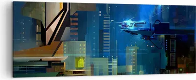 Produktbild von Bild auf Leinwand - Leinwandbild - Fantasie Stadt - 140x50cm - Wand Bild - Wanddeko - Wandbilder - Leinwanddruck - Bilder - Kunstdruck - Wanddekoration - Leinwand bilder - Wandkunst - AB140x50-3890