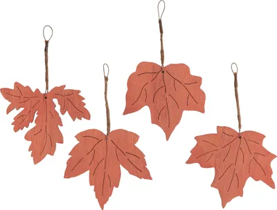 Produktbild von Holz-Herbstlaub mit Anhänger Orange