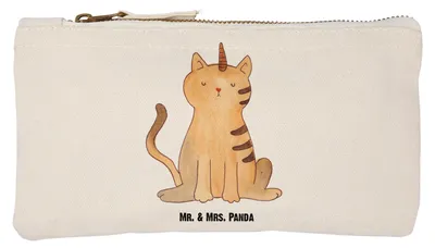 Produktbild von Mr. & Mrs. Panda kosmetiktäschchen Einhorn Katze Größe S Klein - Weiß - Geschenk, Unicorn, pencil case, Kulturtasche, Kosmetiktasche, Stoffbeutel, Pouch, Kulturbeutel