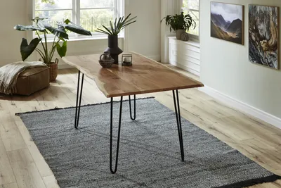 Produktbild von Esstisch Baumkante massiv Akazie natur 160 x 85 cm schwarz HANNAH