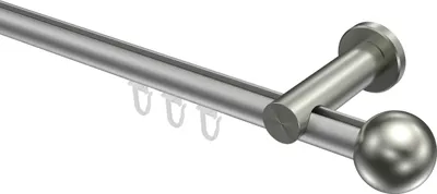 Produktbild von Interdeco Innenlaufstange / Gardinenstange mit Innenlauf Silbergrau / Edelstahl-Optik, Typ Platon Luino (Kugel), 20 mm Ø 1-läufig, 100 cm