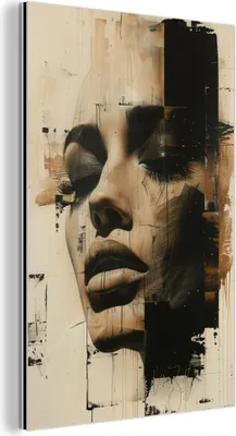 Produktbild von MuchoWow Wanddekoration Metall Metallbild Wandkunst 40x60 cm Frau - Gesicht - Abstrakt - Kunst MuchoWow Aluminium Gemälde - Wanddekoration aus Aluminium