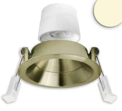 Produktbild von Isoled LED Einbaustr. Back68, messing geb., rund, 5W, CRI90, 3000K, schwenkbar, rückvers., UGR<12, dimmbar 117133