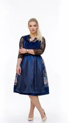 Produktbild von 2-teiliges Trachtenkleid (Kleid + Schürze) in Nachtblau/Blau+Beige Mix