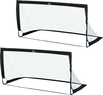 Zdjęcie produktu dla Bramki Piłkarskie Zestaw 2 Mini Bramek, Składane Ze Stali I Tetrolonu, Czarne, 186X90X89 Cm
