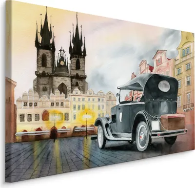 Produktbild von Fabelhafte Canvas LEINWAND BILDER 100x70 cm XXL Kunstdruck Stadt Altstadt Auto Gebäude