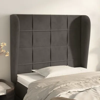 Produktbild von vidaXL Kopfteil mit Ohren Dunkelgrau 93x23x118/128 cm Samt - Kopfteil - Kopfteile - Bett-Kopfteil - Bettkopfteil
