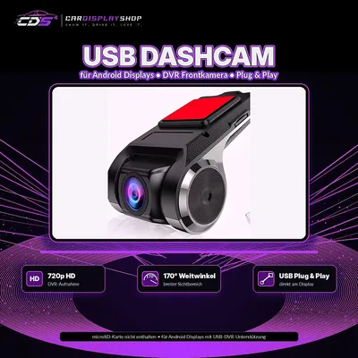 Produktbild von USB Dashcam für Android Display 1080p DVR 170° WDR ADAS