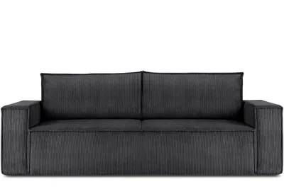 Obrázek produktu pro Rozkládací pohovka Konsimo s funkcí spaní s kontejnerem na lůžkoviny s područkami "NAPI", tmavě šedá, manšestrová tkanina, Loft, 244x89x101 cm