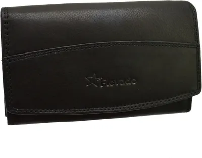 Produktbild von flevado Zeitlose Damen Leder Geldbörse RFID Schutz Druckknopfverschluss (schwarz)