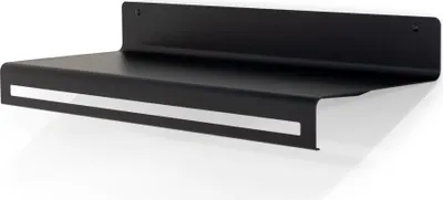 Spinder SWAY 80 Garderobenständer in Schwarz mit aufgeklapptem Tablett und weißem Griffelement, Gesamtansicht.