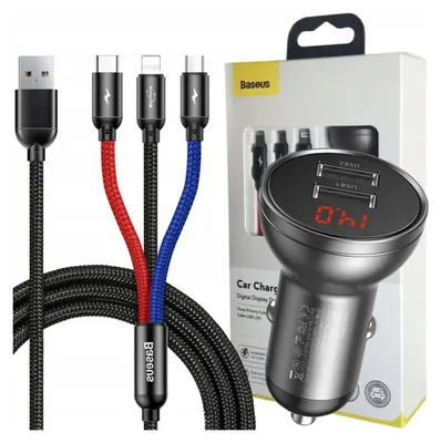 Produktbild von Baseus AB2XUSBAKBK, Auto, Zigarettenanzünder, 4,8 A, Schwarz, Grau