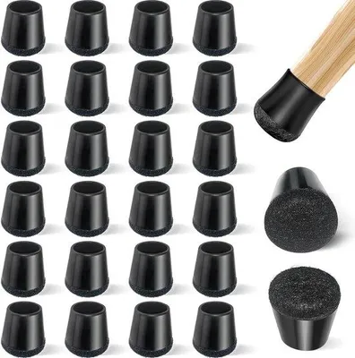Produktbild von Famanu Stuhlbeinschoner Set 24 Stück - Schwarz mit Filzunterlage