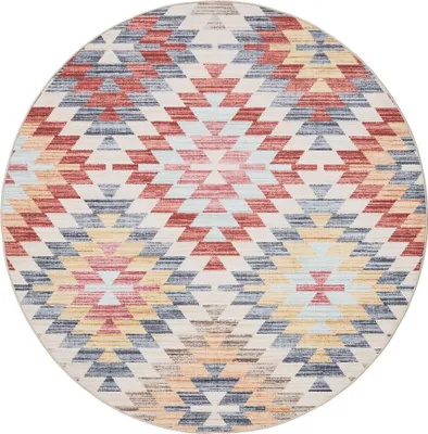 Produktbild von benuta Waschbarer Vintage Teppich George Multicolor/Beige ø 120 cm rund Wohnzimmerteppich Schlafzimmer weich orientalisch