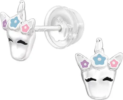 Produktbild von Einhorn Ohrringe Kinder echt Silber 925 Ohrstecker