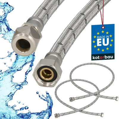Zdjęcie produktu dla KOTARBAU® 2 szt. Przyłącze Elastyczne 3/8”x3/8” Wężyk do Baterii Armatury 120 cm Wężyk do Systemów Zaciskowych Stal Nierdzewna
