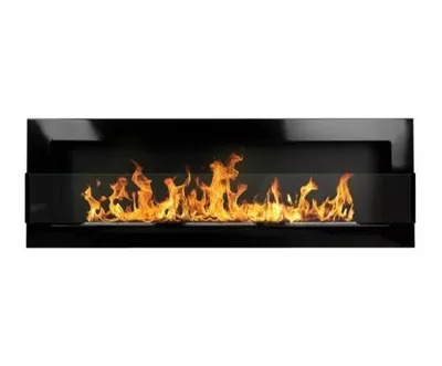 Image de Cheminée bioéthanol 120 cm noire murale, biocheminee suspendue avec vitre 1200 x 400 mm