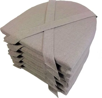 Produktbild von Rattani Set 6 x Stuhlkissen/Sitzkissen Marina halbrund mit Schleife 42 x 45 cm Dicke 5 cm, Fb. Uni Living Dark Gray
