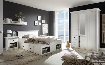 Produktbild von Schlafzimmer "Hooge" in Pinie weiß Landhaus Komplett-Set 3-teilig