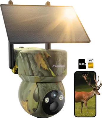 Produktbild von usogood 4G LTE Wildkamera Solar 360°2K Solar Wildkamera mit SIM Karte und 32 GB Speicherkarte handyübertragung app wasserdicht 7800mAh Akku