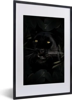 Produktbild von MuchoWow® MuchoWow® Gerahmtes Poster Panther - Dschungel - Pflanzen 40x60 cm - Poster mit zchwarzem Bilderrahmen - Poster in Rahmen
