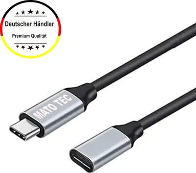 Produktbild von USB-C 3.2 Verlängerung Kabel Type-C Kabel Schnell Laden 100w schwarz 1m