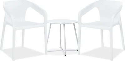 Image de Salon de jardin Ensemble table et 2 chaises de jardin blanc Meubles de détente extérieur Mobilier de jardin