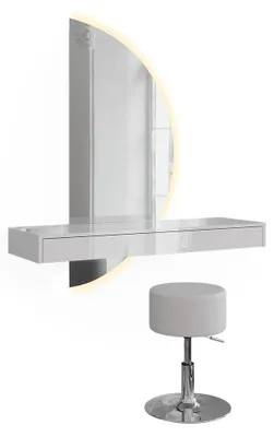 Produktbild von Schminktisch Vicco Sherry Weiß Hochglanz 120 cm mit LED-Spiegel und Hocker, Model 61312