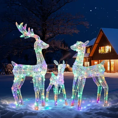 Produktbild von FCH 3tlg LED-Rentier, Weihnachtshirsch Beleuchtet, Weihnachten Deko für Außen und Innen,Weihnachtsbeleuchtung ，mit 270LEDs