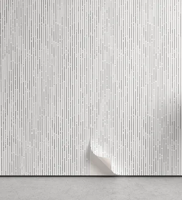Produktbild von ABAKUHAUS neutrale Farbe abziehbare & klebbare Tapete für Zuhause, Minimal gestrichelte Linien, selbstklebendes Wohnzimmer Küchenakzent, 33 cm x 250 cm, Grau und Weiß
