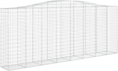 Produktbild von 5 Gabionenkörbe mit Hochbogen, Gabionenwand und Gabionenzaun aus verzinktem Eisen, für Terrasse und Hinterhof, korrosionsbeständig, 400 x 50 x 160/180 cm