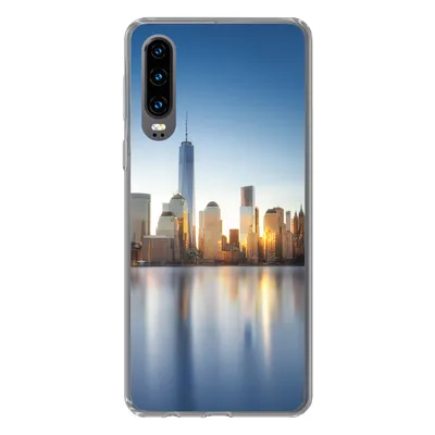 Produktbild von MuchoWow® Handyhülle Schutzhülle Hülle für Huawei P30 New York - Skyline - Spiegelung Silikon Softcase Handy Hülle - Kartenbesitzer