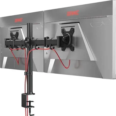 Produktbild von Doppelte Monitorhalterung, verstellbar, ergonomisch, schwarz, Stahl, 13-27 Zoll