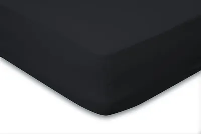 Produktbild von Eleganzzz Spannbetttuch Jersey Stretch – Schwarz  – 180x210/220 - 200x200  – 35 cm Eckhöhe – 100% Baumwolle
